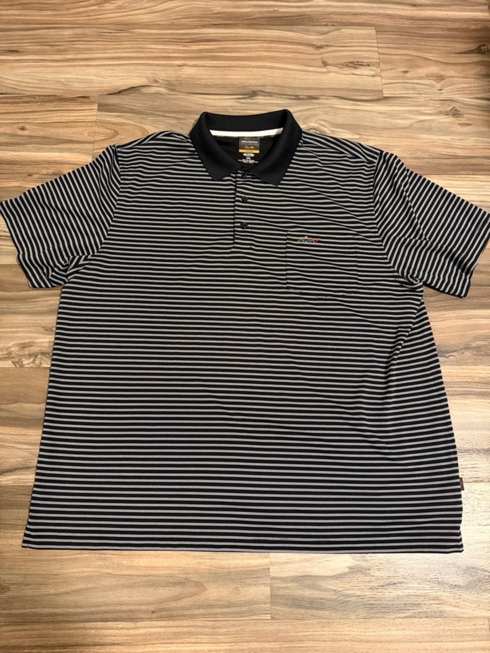 Greg Norman for Tasso Elba Play Dry Golf Shirt  Mens 2XL Black White Striped